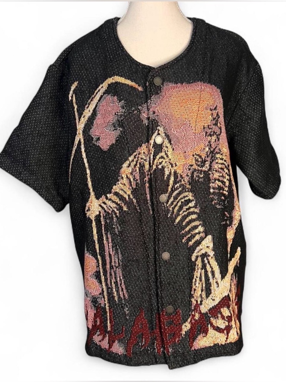 Valabasas Ghost Hand Tapestry Snap Button up reaper shirt Mens Medium